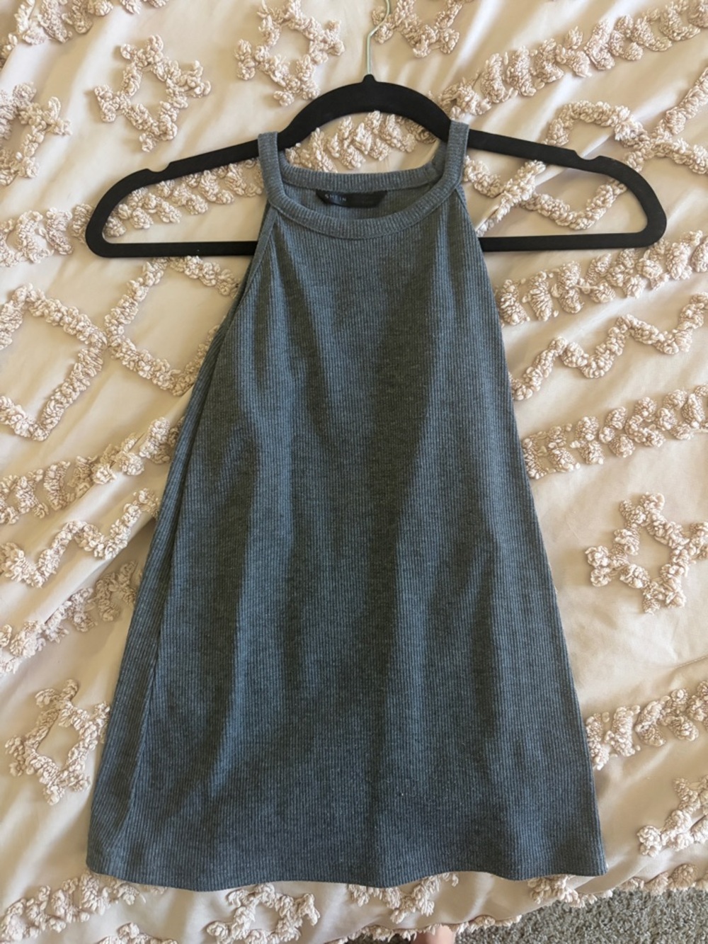 SHEIN Ribbed High-Neck Tank Top - Gray